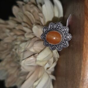 Carnelian Ring Silver Plated Size 8¼ NEW